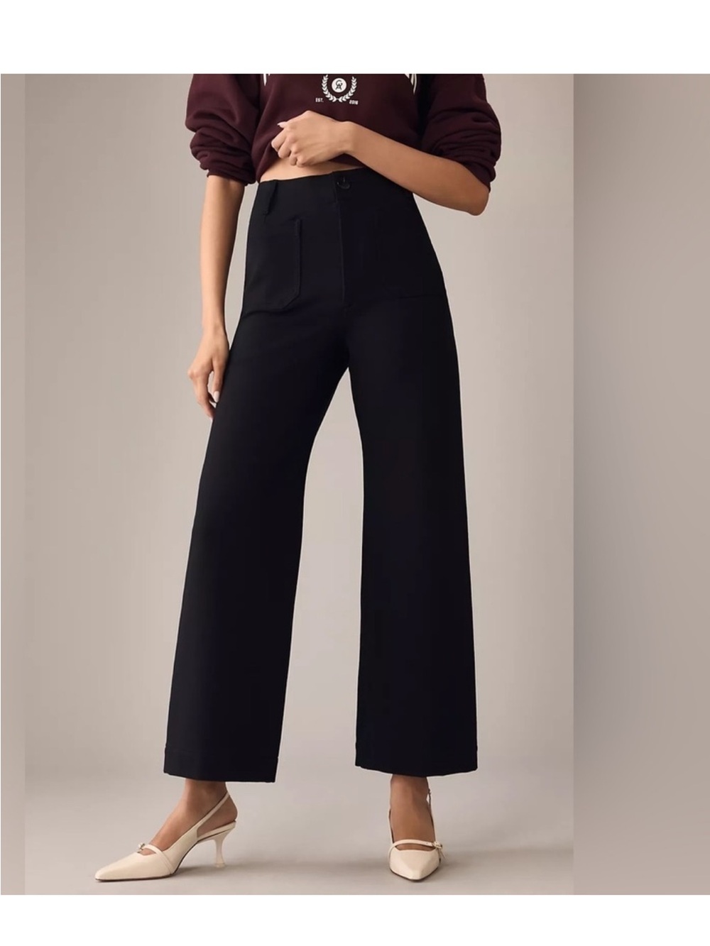 Maeve by Anthropologie Colette cropped wide leg ponte knit pants 29P